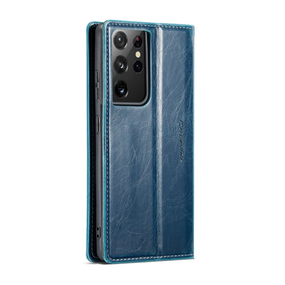 For Samsung Galaxy S21 Ultra 5G CaseMe 003 Crazy Horse Texture Leather Phone Case(Blue) - Galaxy S21 Ultra 5G Cases by CaseMe | Online Shopping South Africa | PMC Jewellery | Buy Now Pay Later Mobicred