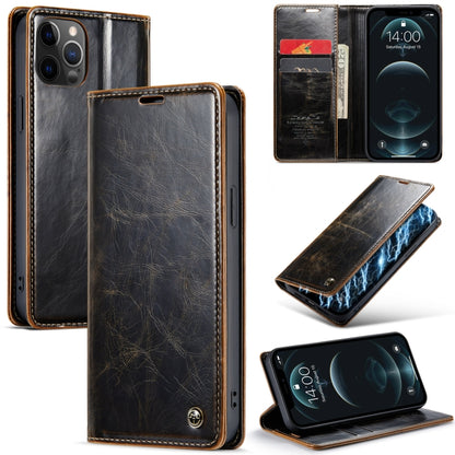 For iPhone 12 CaseMe 003 Crazy Horse Texture Leather Phone Case(Coffee) - iPhone 12 / 12 Pro Cases by CaseMe | Online Shopping South Africa | PMC Jewellery | Buy Now Pay Later Mobicred