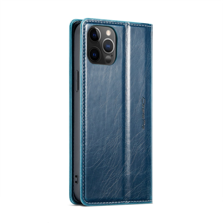 For iPhone 12 CaseMe 003 Crazy Horse Texture Leather Phone Case(Blue) - iPhone 12 / 12 Pro Cases by CaseMe | Online Shopping South Africa | PMC Jewellery | Buy Now Pay Later Mobicred