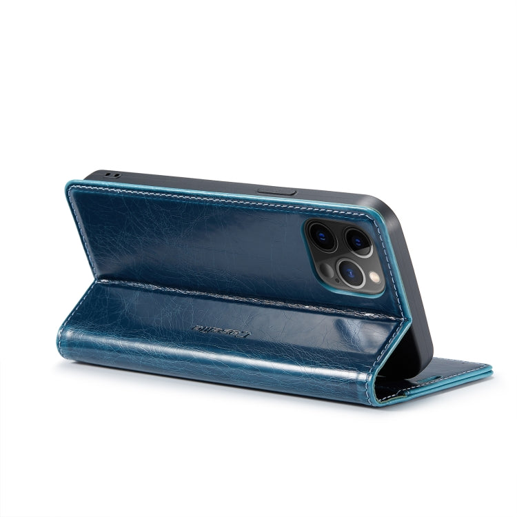 For iPhone 12 CaseMe 003 Crazy Horse Texture Leather Phone Case(Blue) - iPhone 12 / 12 Pro Cases by CaseMe | Online Shopping South Africa | PMC Jewellery | Buy Now Pay Later Mobicred