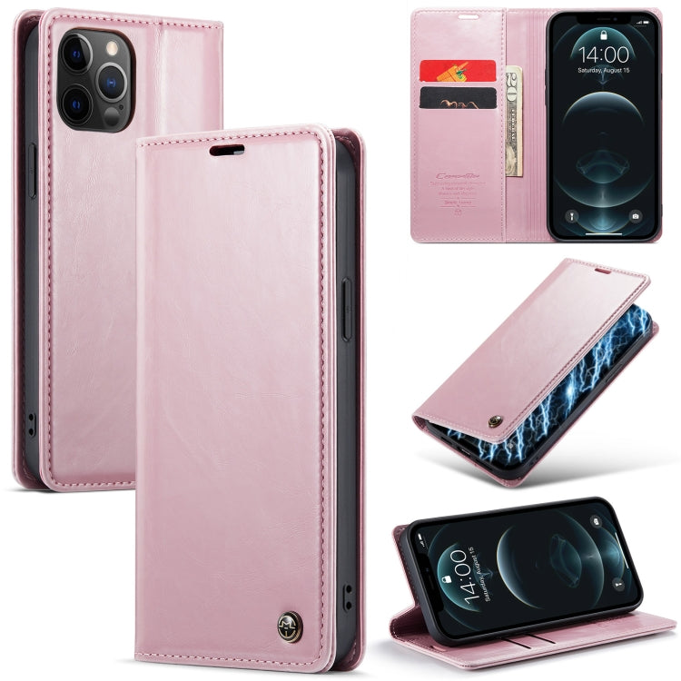 For iPhone 12 Pro CaseMe 003 Crazy Horse Texture Leather Phone Case(Rose Gold) - iPhone 12 / 12 Pro Cases by CaseMe | Online Shopping South Africa | PMC Jewellery | Buy Now Pay Later Mobicred