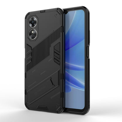 For OPPO A17 4G Global Punk Armor 2 in 1 PC + TPU Shockproof Phone Case with Holder(Black) - OPPO Cases by PMC Jewellery | Online Shopping South Africa | PMC Jewellery | Buy Now Pay Later Mobicred