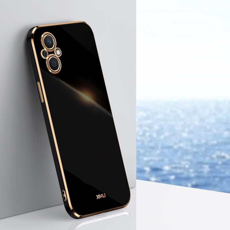 For OPPO A96 XINLI Straight 6D Plating Gold Edge TPU Phone Case(Black) - OPPO Cases by PMC TechLife | Online Shopping South Africa | PMC TechLife | Buy Now Pay Later Mobicred