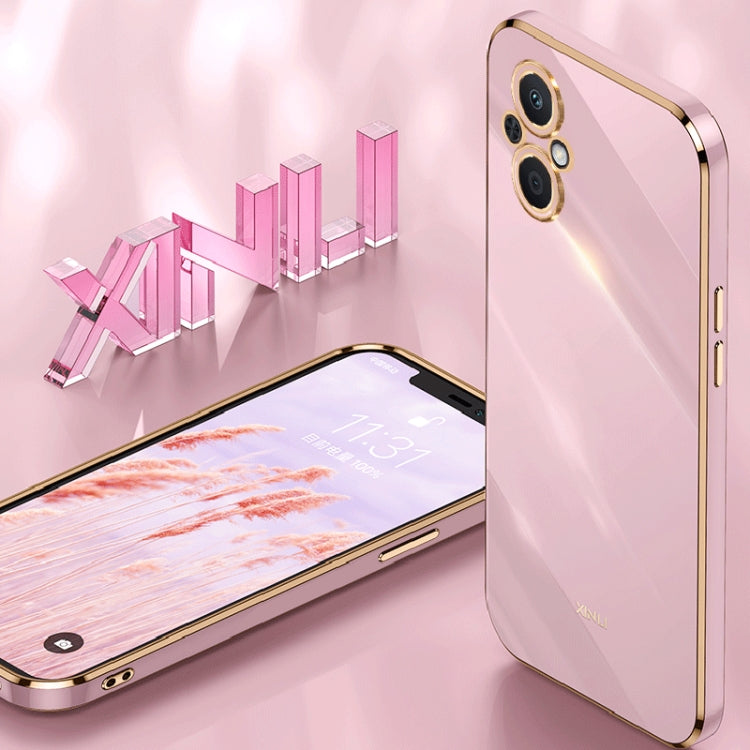 For OPPO A96 XINLI Straight 6D Plating Gold Edge TPU Phone Case(Black) - OPPO Cases by PMC TechLife | Online Shopping South Africa | PMC TechLife | Buy Now Pay Later Mobicred