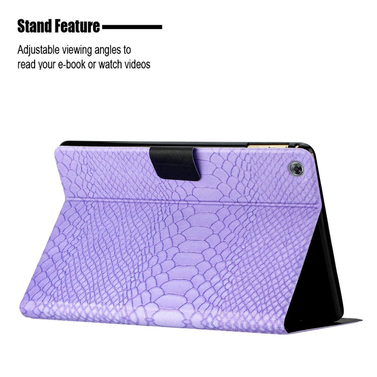 For Huawei MatePad T 10s Solid Color Crocodile Texture Leather Tablet Case(Purple) - Huawei by PMC TechLife | Online Shopping South Africa | PMC TechLife | Buy Now Pay Later Mobicred
