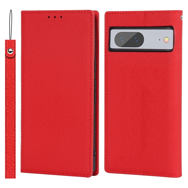 For Google Pixel 7 5G Litchi Texture Genuine Leather Phone Case(Red) - Google Cases by PMC TechLife | Online Shopping South Africa | PMC TechLife | Buy Now Pay Later Mobicred
