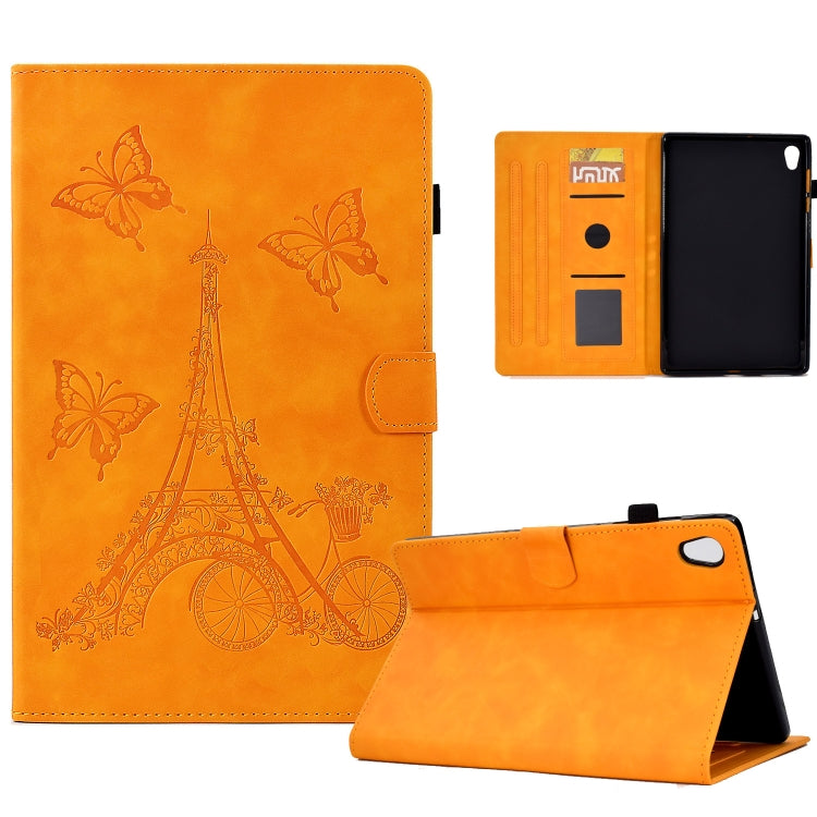 For Lenovo Tab M10 Gen 2 Tower Embossed Leather Smart Tablet Case(Khaki) - Lenovo by PMC TechLife | Online Shopping South Africa | PMC TechLife | Buy Now Pay Later Mobicred