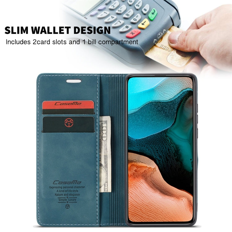 For Xiaomi Redmi K30 Pro CaseMe-013 Multifunctional Horizontal Flip Leather Case with Card Slot & Holder & Wallet(Blue) - Xiaomi Cases by CaseMe | Online Shopping South Africa | PMC Jewellery | Buy Now Pay Later Mobicred