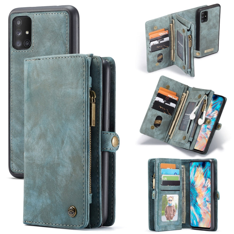 For Galaxy A71 CaseMe Detachable Multifunctional Horizontal Flip Leather Case, with Card Slot & Holder & Zipper Wallet & Photo Frame(Blue) - Galaxy Phone Cases by CaseMe | Online Shopping South Africa | PMC Jewellery | Buy Now Pay Later Mobicred