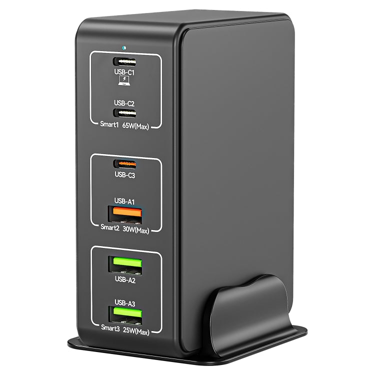 818H 120W Type-C + USB 6-Ports Desktop Fast Charger, Plug Type:EU Plug(Black) - Multifunction Charger by PMC Jewellery | Online Shopping South Africa | PMC Jewellery | Buy Now Pay Later Mobicred