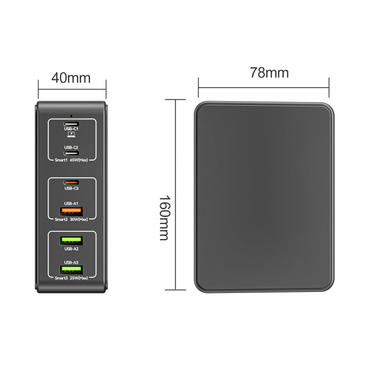 818H 120W Type-C + USB 6-Ports Desktop Fast Charger, Plug Type:EU Plug(Black) - Multifunction Charger by PMC Jewellery | Online Shopping South Africa | PMC Jewellery | Buy Now Pay Later Mobicred