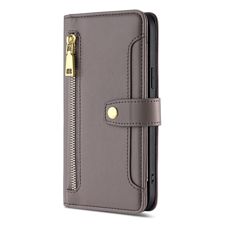 For Honor 80 GT Sheep Texture Cross-body Zipper Wallet Leather Phone Case(Grey) - free shipping - PMC TechLife - Order now!