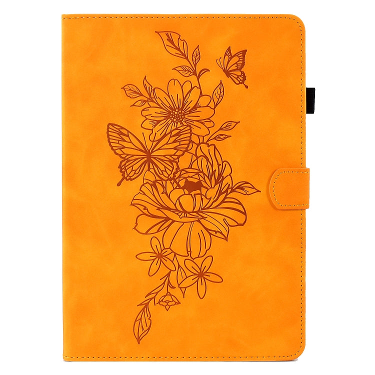 For 10 inch Tablets Peony Butterfly Embossed Leather Tablet Case(Khaki) - 10 - 11 inch by PMC TechLife | Online Shopping South Africa | PMC TechLife | Buy Now Pay Later Mobicred