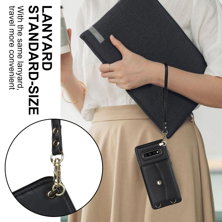 For Samsung Galaxy S10+ RFID Card Slot Leather Phone Case with Long Lanyard(Black) - Galaxy Phone Cases by PMC Jewellery | Online Shopping South Africa | PMC Jewellery