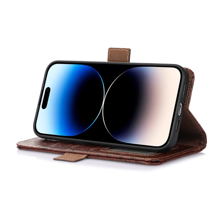 For OnePlus Nord CE 3 Lite Ostrich Pattern Genuine Leather RFID Phone Case(Coffee) - OnePlus Cases by PMC TechLife | Online Shopping South Africa | PMC TechLife | Buy Now Pay Later Mobicred
