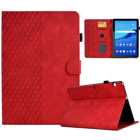 For Huawei MatePad T5 10.0 Rhombus Embossed Leather Smart Tablet Case(Red) - Huawei by PMC Jewellery | Online Shopping South Africa | PMC Jewellery | Buy Now Pay Later Mobicred