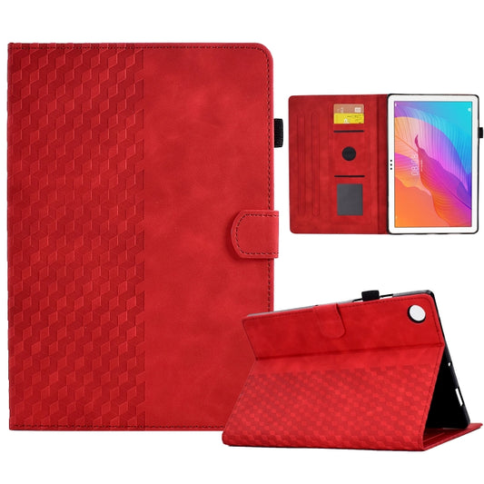 For Huawei MatePad T10 / T10S / Honor Tablet 6 Rhombus Embossed Leather Tablet Case(Red) - Honor by PMC Jewellery | Online Shopping South Africa | PMC Jewellery | Buy Now Pay Later Mobicred