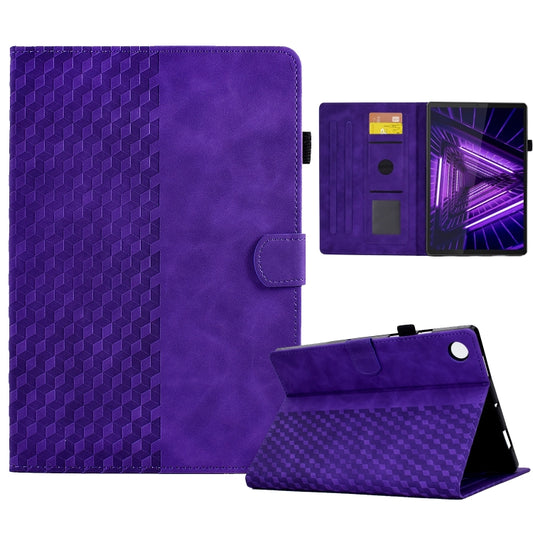 For Lenovo Tab M10 / M10 Plus FHD X606F Rhombus Embossed Leather Smart Tablet Case(Purple) - Lenovo by PMC Jewellery | Online Shopping South Africa | PMC Jewellery | Buy Now Pay Later Mobicred