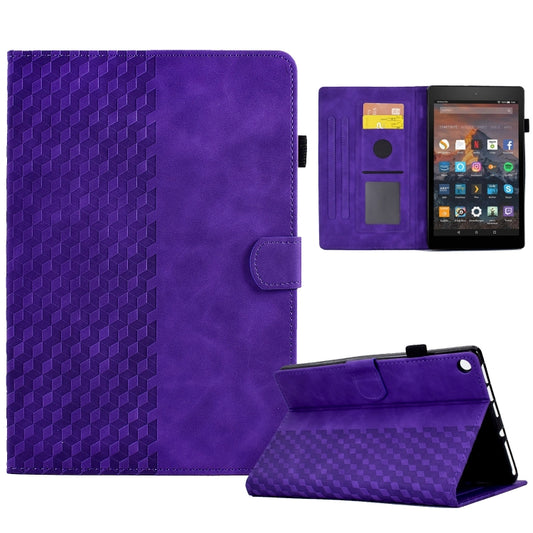 For Amazon Kindle Fire HD8 2018 / 2017 / 2016 Rhombus Embossed Leather Tablet Case(Purple) - Amazon by PMC Jewellery | Online Shopping South Africa | PMC Jewellery | Buy Now Pay Later Mobicred