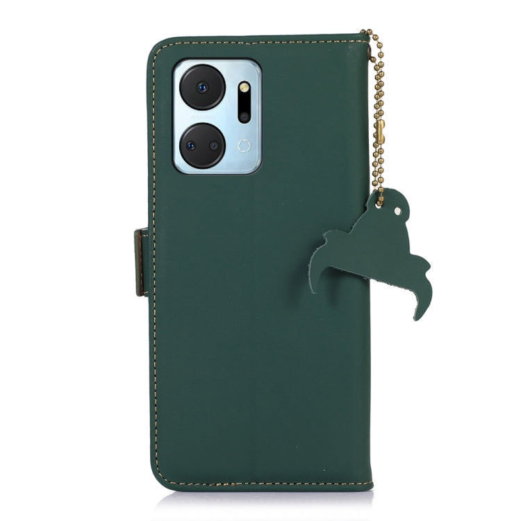 For Honor X7a 4G Genuine Leather Magnetic RFID Leather Phone Case(Green) - Honor Cases by PMC TechLife | Online Shopping South Africa | PMC TechLife | Buy Now Pay Later Mobicred