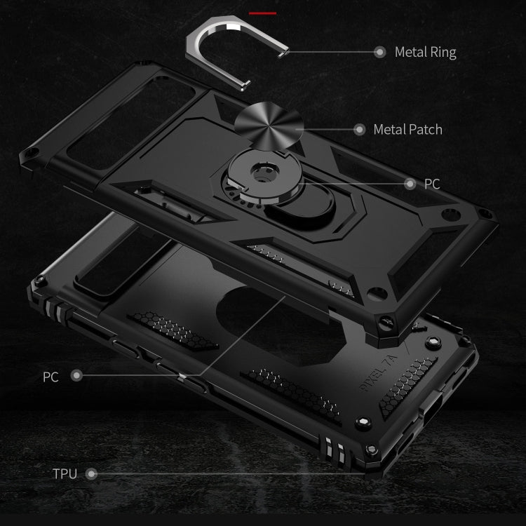 For Google Pixel 7a Shockproof TPU + PC Phone Case with Holder(Black) - Google Cases by PMC TechLife | Online Shopping South Africa | PMC TechLife | Buy Now Pay Later Mobicred