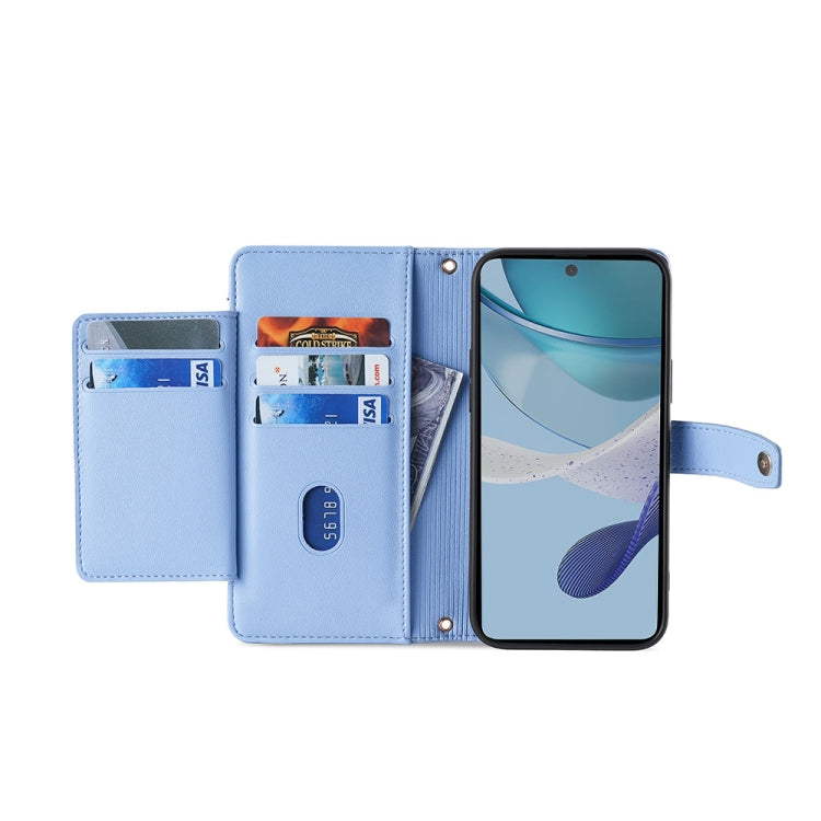 For Kyocera Android One S10 Sheep Texture Cross-body Zipper Wallet Leather Phone Case(Blue) - More Brand by PMC TechLife | Online Shopping South Africa | PMC TechLife | Buy Now Pay Later Mobicred