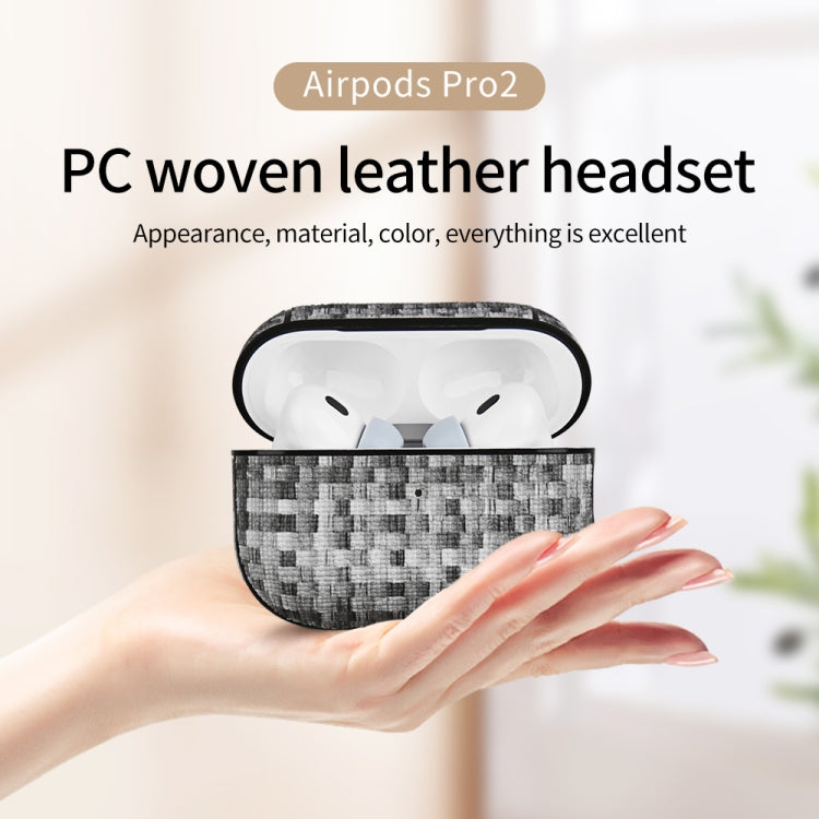 For AirPods Pro 2 PC Woven Leather Skin Earphone Case(Pink) - For AirPods Pro 2 by PMC Jewellery | Online Shopping South Africa | PMC Jewellery | Buy Now Pay Later Mobicred