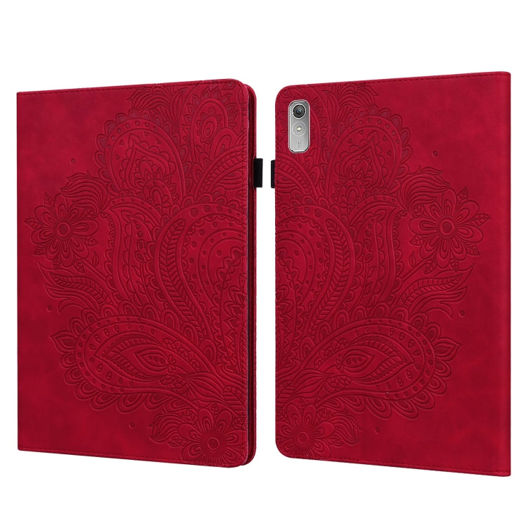 For Lenovo Tab P11 Gen 2 Peacock Embossed Pattern Leather Tablet Case(Red) - Lenovo by PMC TechLife | Online Shopping South Africa | PMC TechLife | Buy Now Pay Later Mobicred