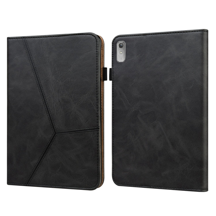 For Lenovo Tab P11 Gen 2 Embossed Striped Leather Tablet Case(Black) - Lenovo by PMC TechLife | Online Shopping South Africa | PMC TechLife | Buy Now Pay Later Mobicred