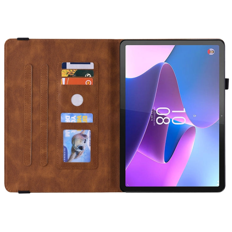 For Lenovo Tab P11 Gen 2 11.5 Butterfly Flower Embossed Leather Tablet Case(Brown) - Lenovo by PMC TechLife | Online Shopping South Africa | PMC TechLife | Buy Now Pay Later Mobicred