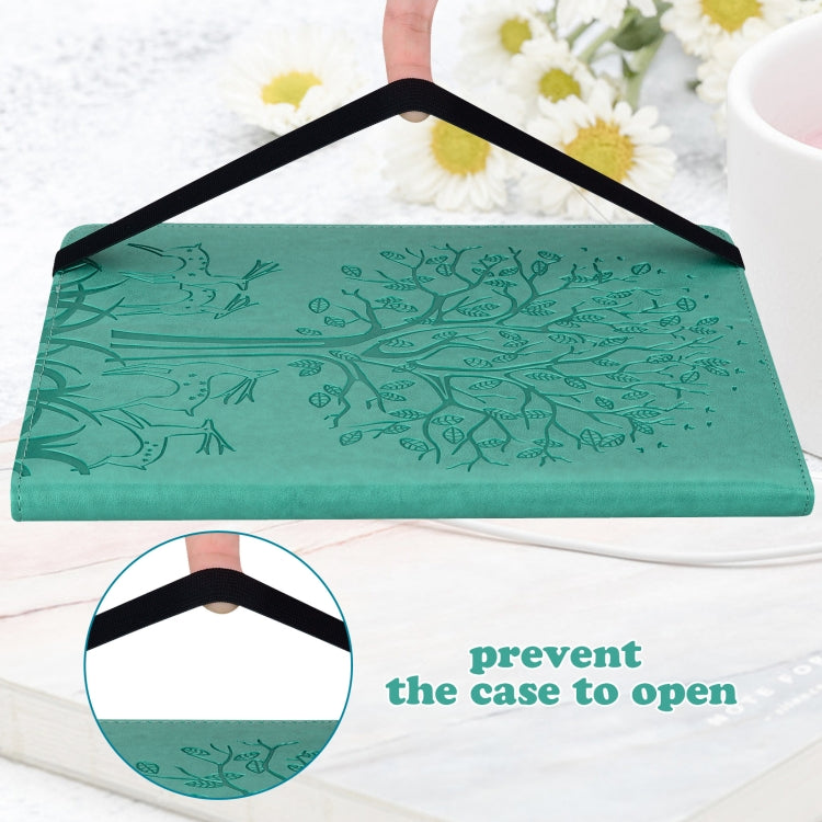 For Huawei MatePad SE 10.4 2022 Tree & Deer Pattern Embossed Leather Tablet Case(Green) - Huawei by PMC TechLife | Online Shopping South Africa | PMC TechLife | Buy Now Pay Later Mobicred