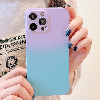 For iPhone 12 Frameless Skin Feel Gradient Phone Case(Light Purple + Light Blue) - iPhone 12 / 12 Pro Cases by PMC Jewellery | Online Shopping South Africa | PMC Jewellery | Buy Now Pay Later Mobicred