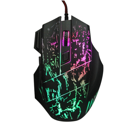 HXSJ A874 7-keys Flowing Water Crack Colorful Luminous Wired Gaming Mouse - Wired Mice by HXSJ | Online Shopping South Africa | PMC Jewellery | Buy Now Pay Later Mobicred