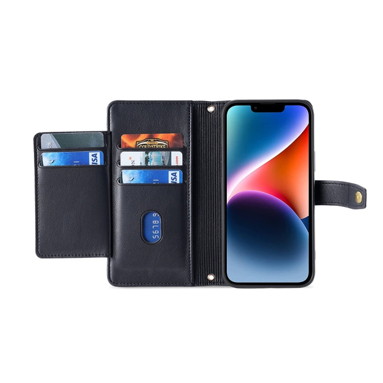 For Honor X8A Sheep Texture Cross-body Zipper Wallet Leather Phone Case(Black) - Honor Cases by PMC TechLife | Online Shopping South Africa | PMC TechLife | Buy Now Pay Later Mobicred
