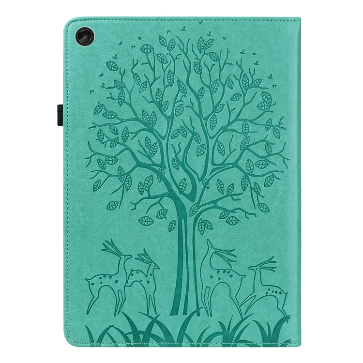 For Lenovo Tab M10 3rd Gen Tree & Deer Pattern Embossed Leather Tablet Case(Green) - Lenovo by PMC TechLife | Online Shopping South Africa | PMC TechLife | Buy Now Pay Later Mobicred