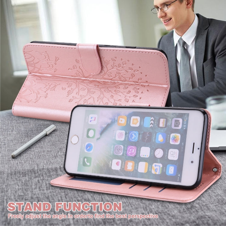 For Samsung Galaxy A34 5G Tree & Deer Pattern Pressed Printing Horizontal Flip Leather Phone Case(Pink) - Galaxy Phone Cases by PMC TechLife | Online Shopping South Africa | PMC TechLife | Buy Now Pay Later Mobicred