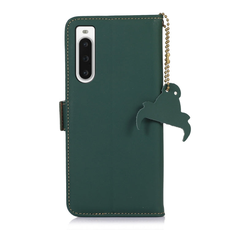For Sony Xperia 10 V Genuine Leather Magnetic RFID Leather Phone Case(Green) - Sony Cases by PMC TechLife | Online Shopping South Africa | PMC TechLife | Buy Now Pay Later Mobicred