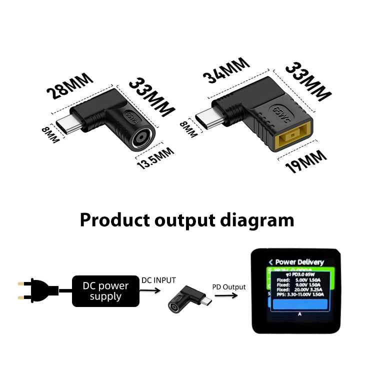 7.9x0.9mm 65W DC Input to USB-C / Type-C PD Power Adapter - Cable & Adapters by PMC TechLife | Online Shopping South Africa | PMC TechLife