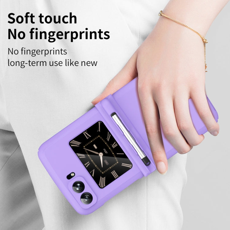 For Motorola Razr 2022 Macaron Three-piece Set Phone Case with Stylus(Purple) - Motorola Cases by PMC TechLife | Online Shopping South Africa | PMC TechLife | Buy Now Pay Later Mobicred