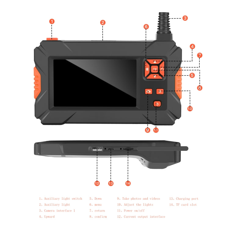 P130 5.5mm 4.3 inch Dual Camera with Screen Endoscope, Length:10m -  by PMC TechLife | Online Shopping South Africa | PMC TechLife