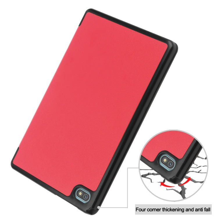 For Blackview Oscal Pad 10 Custer Pure Color 3-Fold Holder Smart Leather Tablet Case(Red) - free shipping - PMC TechLife - Order now!
