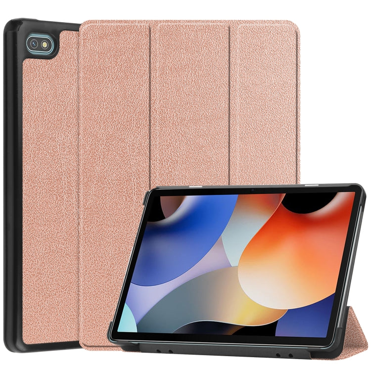For Blackview Oscal Pad 10 Custer Pure Color 3-Fold Holder Smart Leather Tablet Case(Rose Gold) - Others by PMC Jewellery | Online Shopping South Africa | PMC Jewellery | Buy Now Pay Later Mobicred