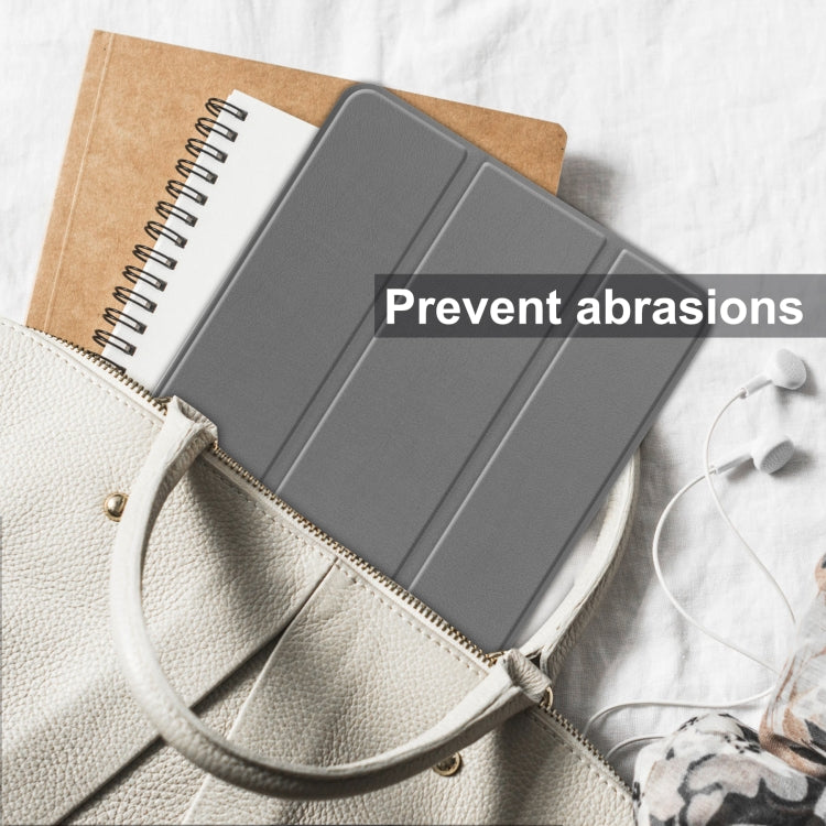 For Blackview Oscal Pad 10 Custer Pure Color 3-Fold Holder Smart Leather Tablet Case(Grey) - Others by PMC TechLife | Online Shopping South Africa | PMC TechLife | Buy Now Pay Later Mobicred