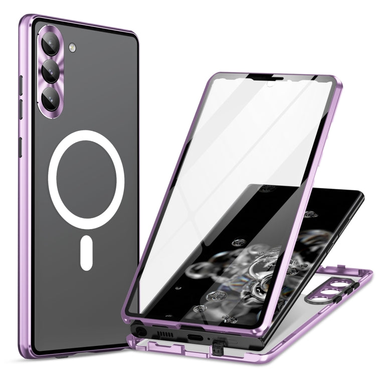 For Samsung Galaxy S21 5G HD Full Cover Magsafe Magnetic Metal Tempered Glass Phone Case(Purple) - Galaxy S21 5G Cases by PMC Jewellery | Online Shopping South Africa | PMC Jewellery