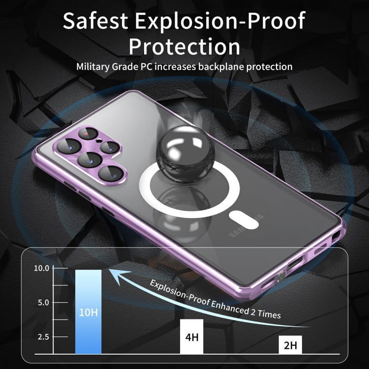 For Samsung Galaxy S21 Ultra 5G HD Full Cover Magsafe Magnetic Metal Tempered Glass Phone Case(Purple) - Galaxy S21 Ultra 5G Cases by PMC Jewellery | Online Shopping South Africa | PMC Jewellery