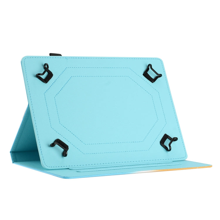 For 10 inch Universal Stitching Gradient Leather Tablet Case(Blue Rose) - 10 - 11 inch by PMC TechLife | Online Shopping South Africa | PMC TechLife | Buy Now Pay Later Mobicred