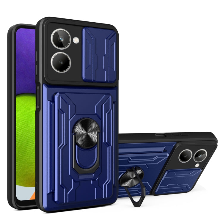 For Realme 10 4G Sliding Camshield TPU+PC Phone Case with Card Slot(Blue) - Realme Cases by PMC TechLife | Online Shopping South Africa | PMC TechLife | Buy Now Pay Later Mobicred