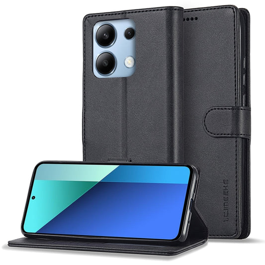 For Xiaomi Redmi Note 13 Pro 4G LC.IMEEKE Calf Texture Leather Phone Case(Black) - Note 13 Pro Cases by LC.IMEEKE | Online Shopping South Africa | PMC Jewellery | Buy Now Pay Later Mobicred
