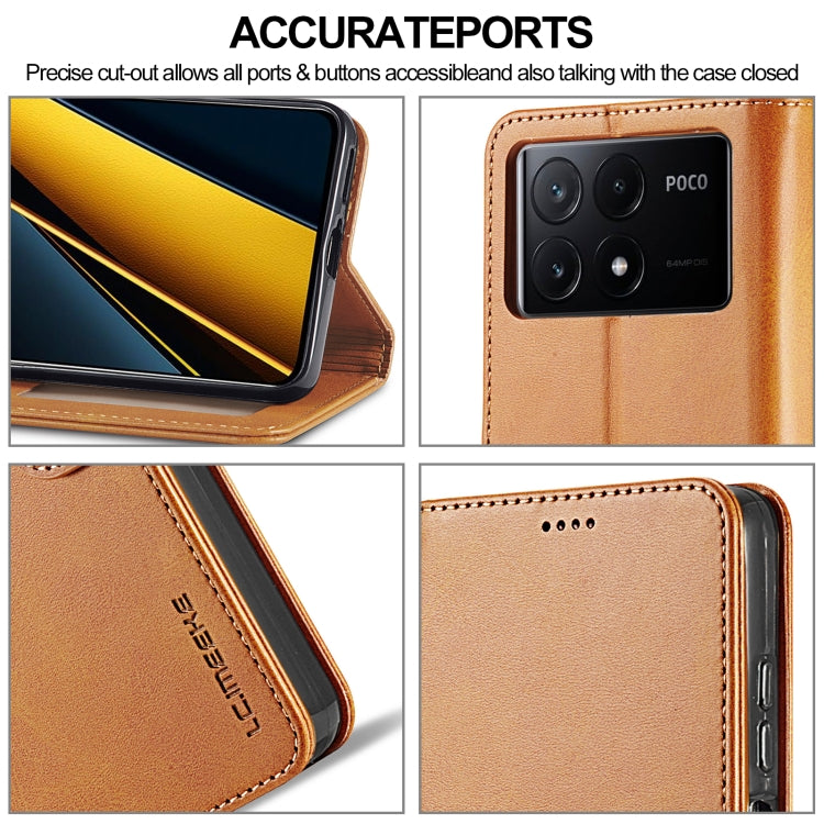 For Xiaomi Poco X6 Pro LC.IMEEKE Calf Texture Leather Phone Case(Brown) - Xiaomi Cases by LC.IMEEKE | Online Shopping South Africa | PMC Jewellery | Buy Now Pay Later Mobicred