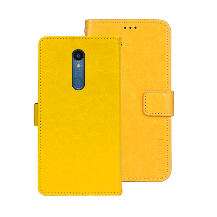 For Sharp Rouvo V idewei Crazy Horse Texture Leather Phone Case with Holder(Yellow) - Leather Bag by idewei | Online Shopping South Africa | PMC Jewellery | Buy Now Pay Later Mobicred